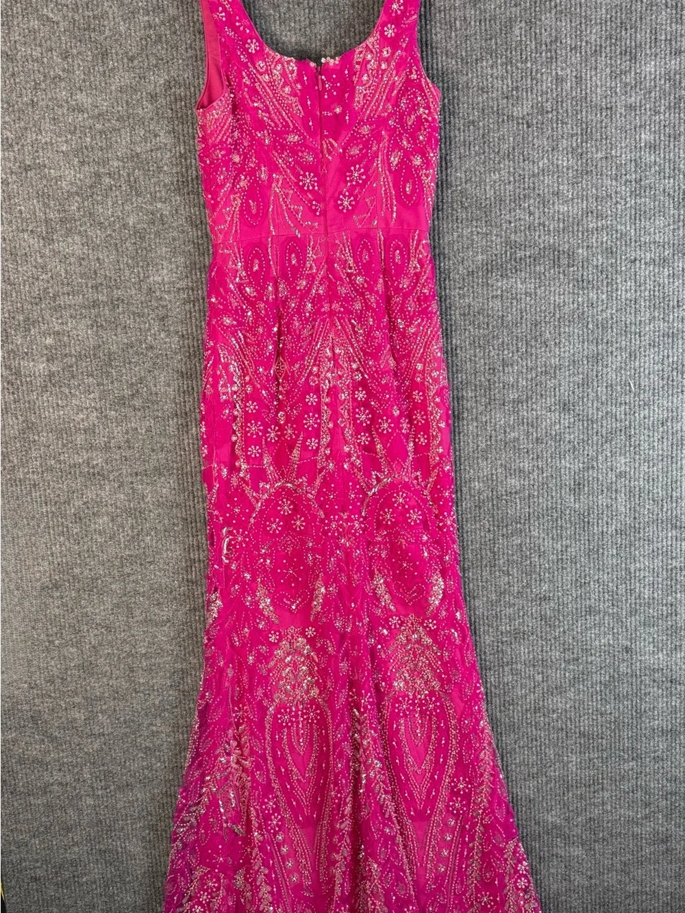 Dress The Population Tyra Bright Fuchsia Square Neck Sequined Dress Size XS Gown - Picture 5 of 9